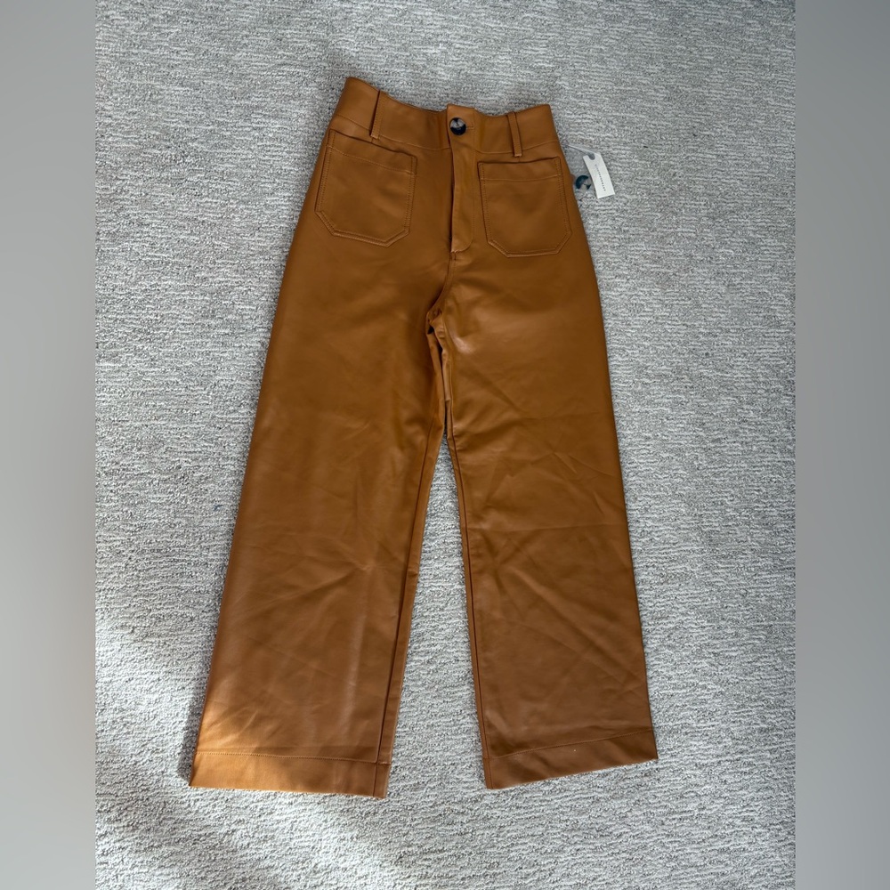 Anthropologie Maeve Tan Faux Leather Pants